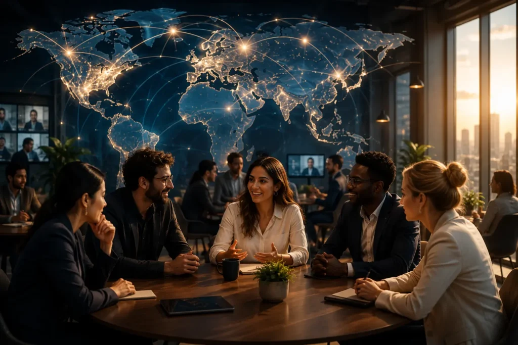 Global collaboration in a modern office