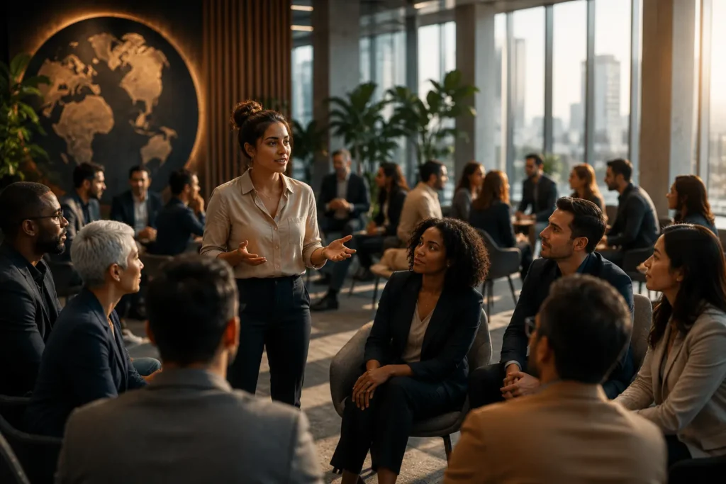 Team collaboration in a modern office